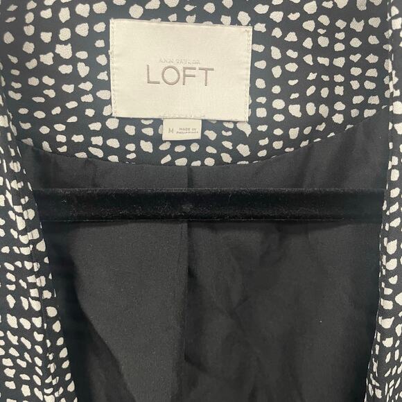 Ann Taylor Loft Open Front Blazer Jacket Black White Animal Print Womens Medium - Picture 5 of 5